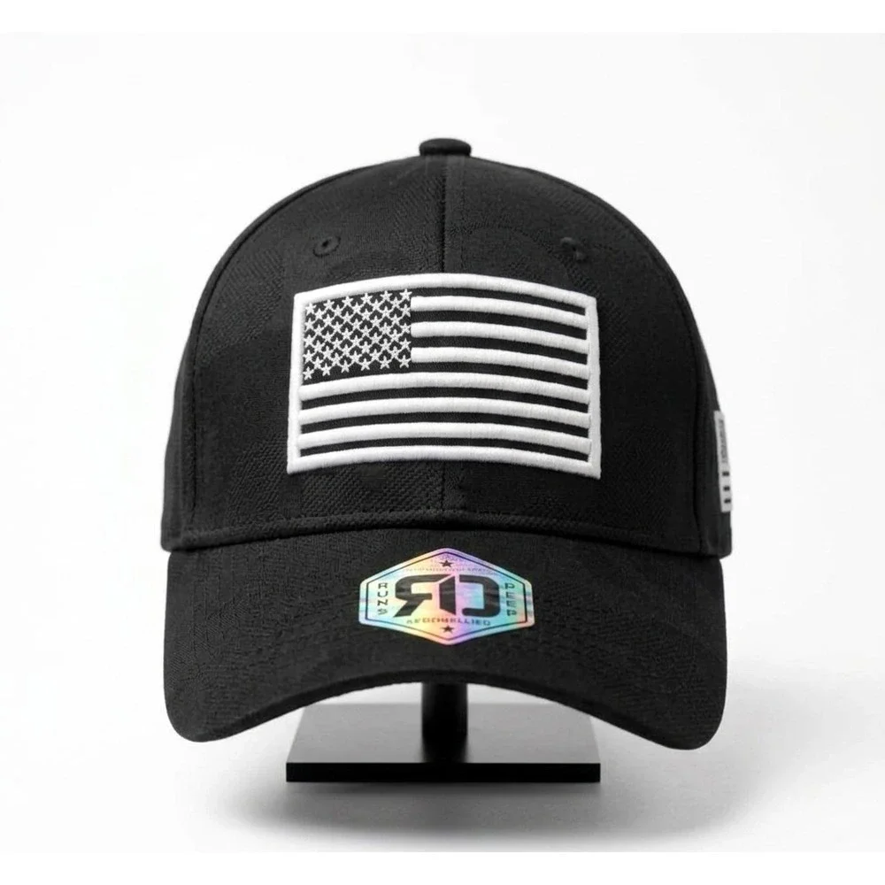 Runs Deep Premium Tactical American Flag Sueded Snapback Cap Hat BLK Subtle Camo